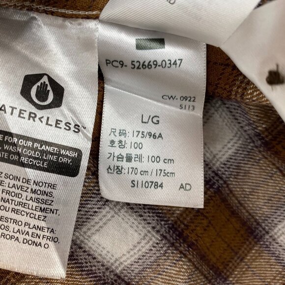 Dockers Mens Shirt L Plaid Long Sleeve Brown & White Checkered  Recycled - Picture 3 of 8